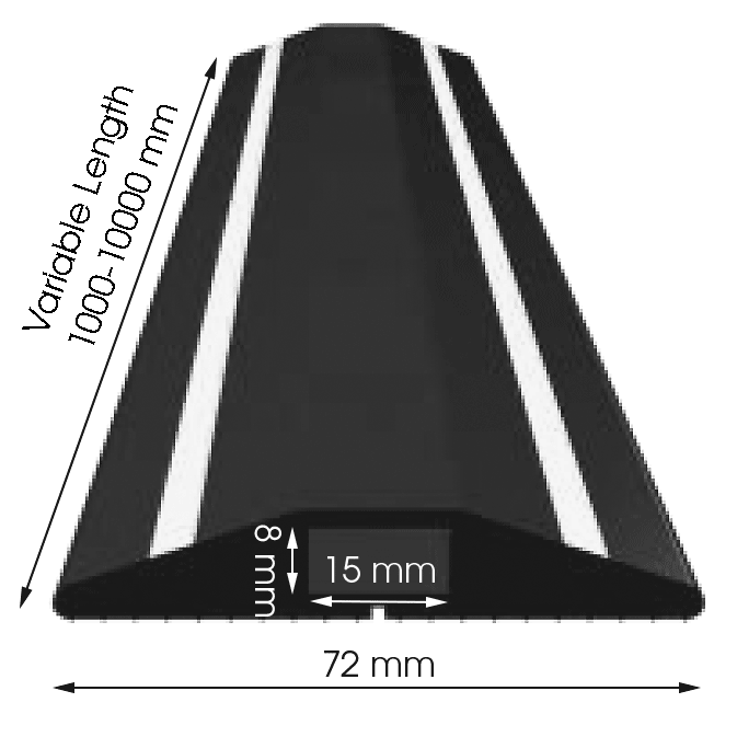 Office floor cable protector W 72 x H 12 Channel: 15x8 mm