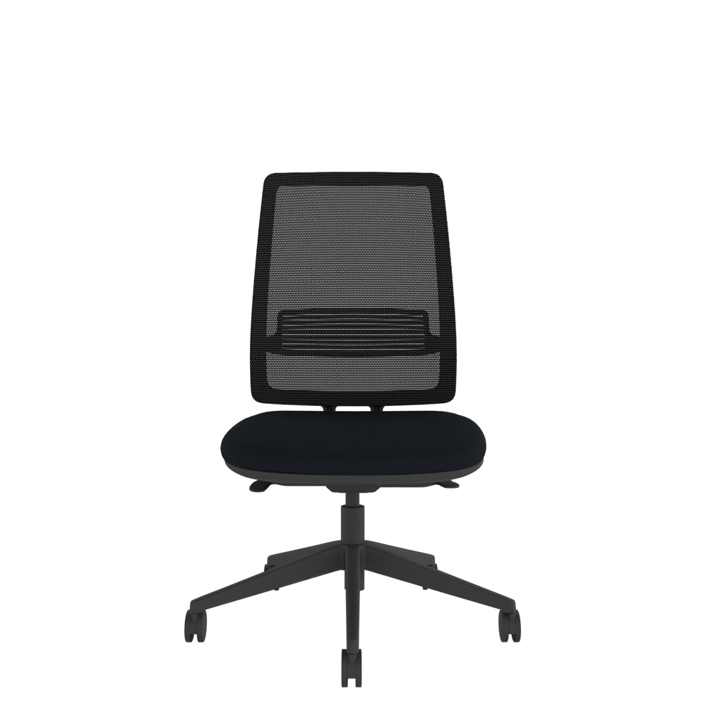 AX100 Axent Mesh Chair With Seat Slide with black base. Side View