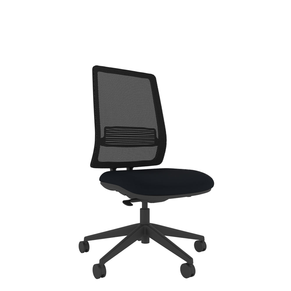 AX100 Axent Mesh Chair With Seat Slide with black base. Front View