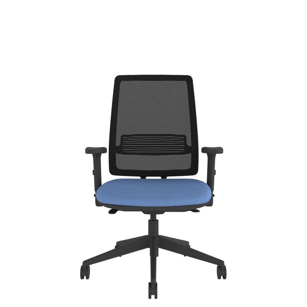 AX100AF Axent Mesh Chair With Seat Slide and Height Adjustable Foldaway Arms with black base, front view