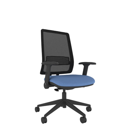 AX100AF Axent Mesh Chair With Seat Slide and Height Adjustable Foldaway Arms with black base, front view