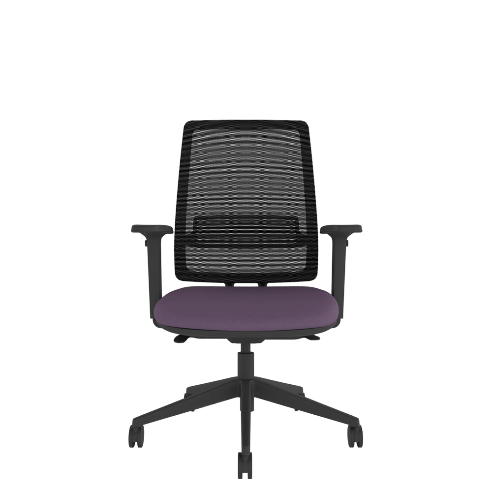 AX100AMF Axent Mesh Chair With Seat Slide and Multi-Functional Arms with black base, front view