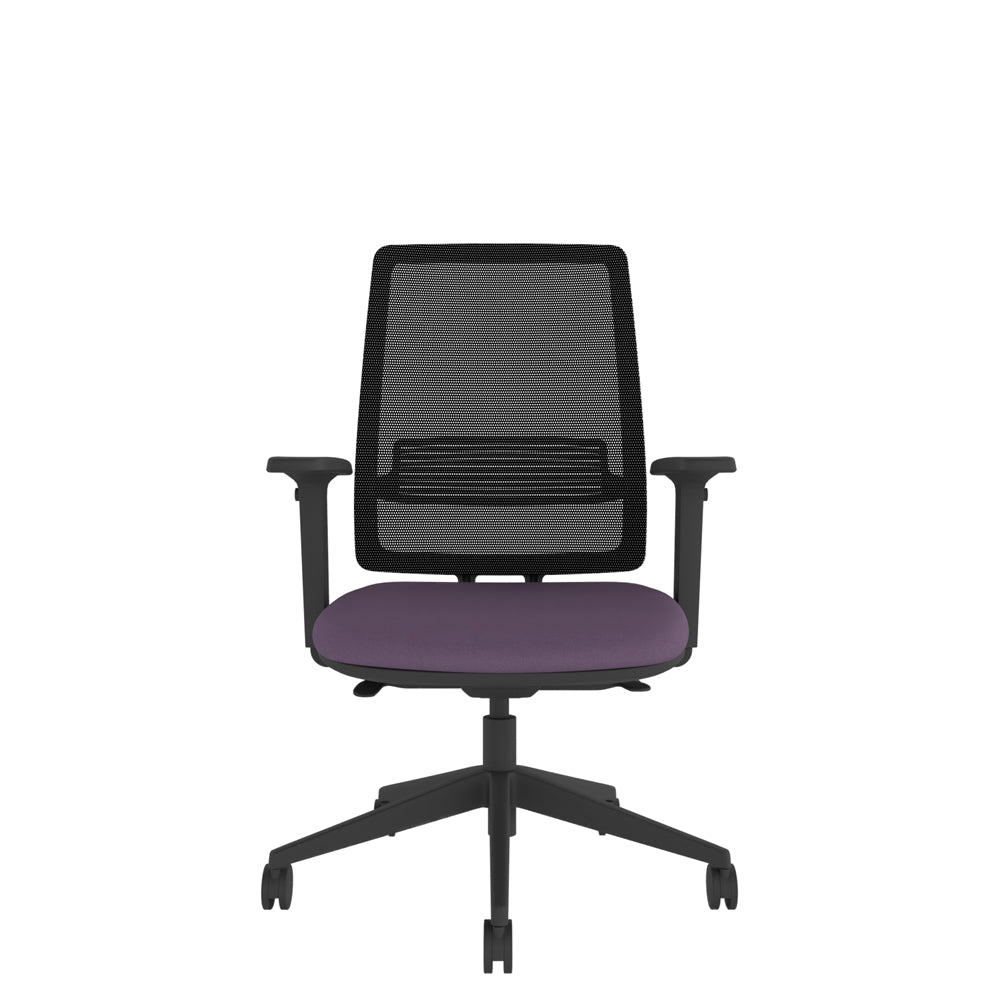 AX100AMF Axent Mesh Chair With Seat Slide and Multi-Functional Arms with black base, front view