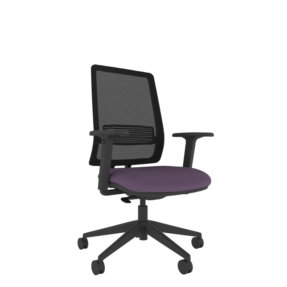 AX100AMF Axent Mesh Chair With Seat Slide and Multi-Functional Arms with black base, front view