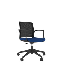 RBL100 Black Shell Mesh Back Task Chair with black mesh back, blue seat and black base. 