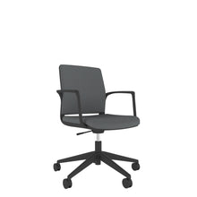 RBL200 Black Shell Upholstered Back Task Chair in grey with black base