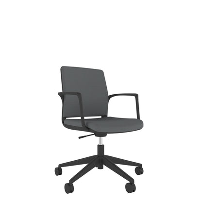 RBL200 Black Shell Upholstered Back Task Chair in grey with black base