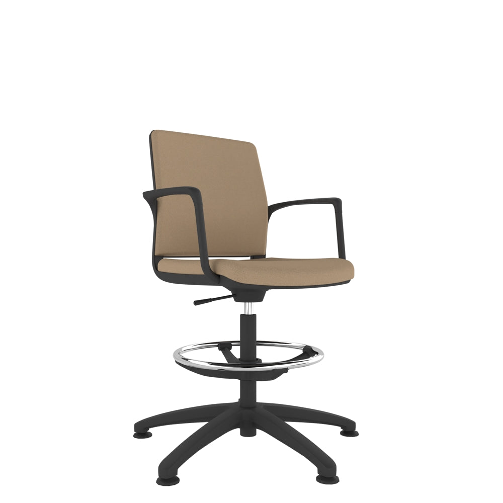 RBL200/WS Black Shell Upholstered Back Draughtsman Task Chair in beige with black base