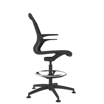 VZ100/WS Black one-piece mesh work stool in black, side view