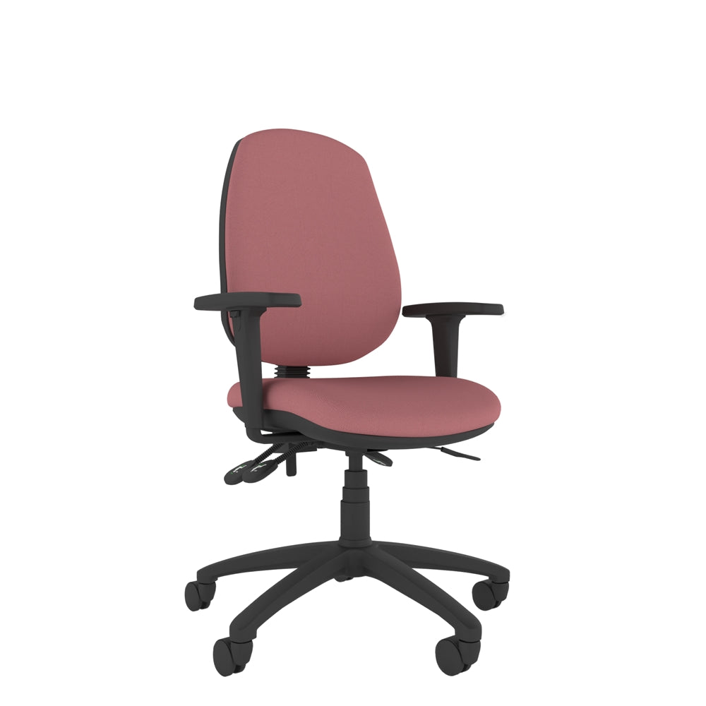 CT210 Contour High Back Chair in pink with black base. Front view