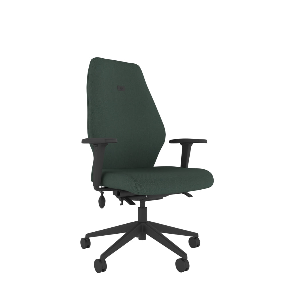 SL102 High Upholstered Back With 2D Arms in green with black base