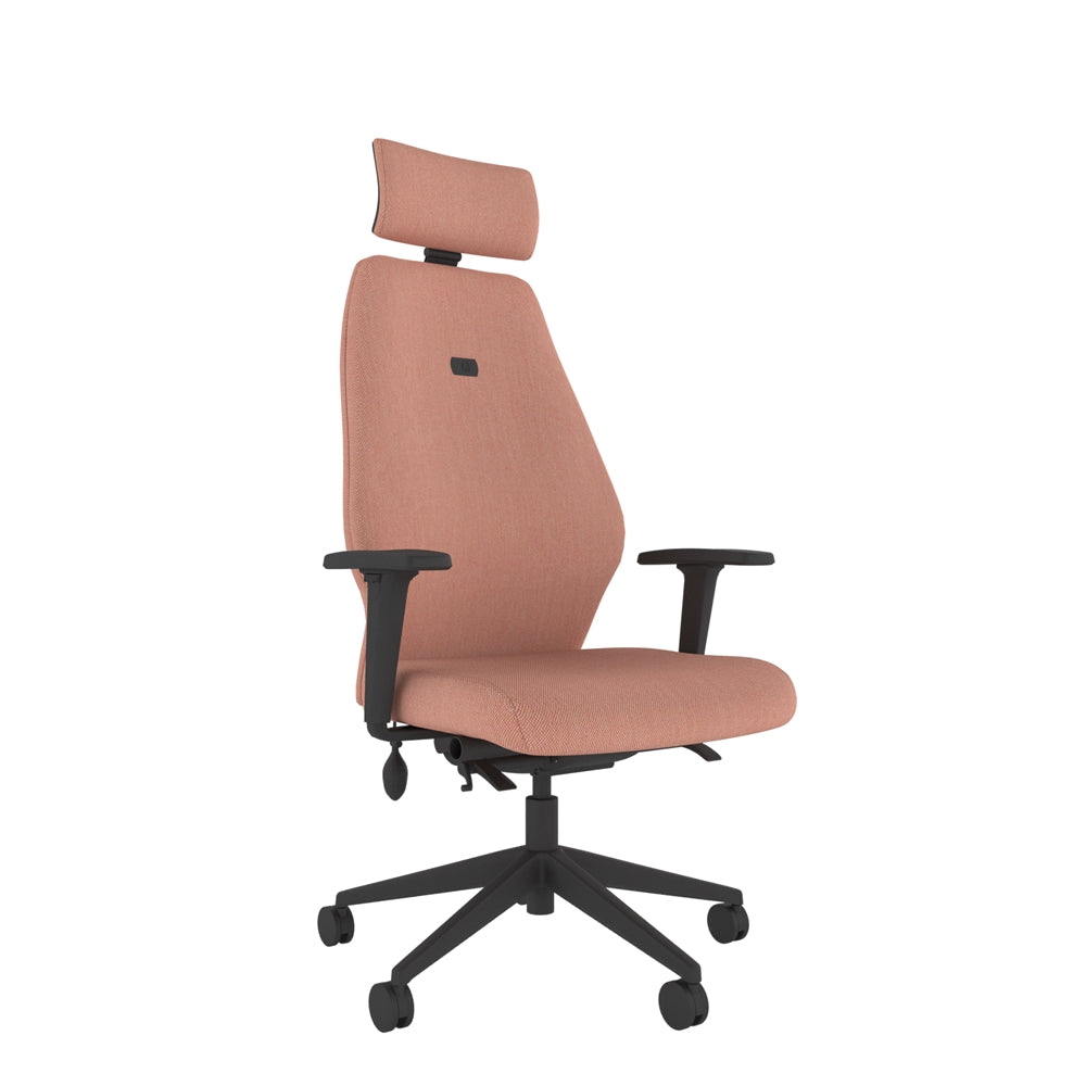 SL152 High Back With Headrest and 2D Arms in pink  with black base