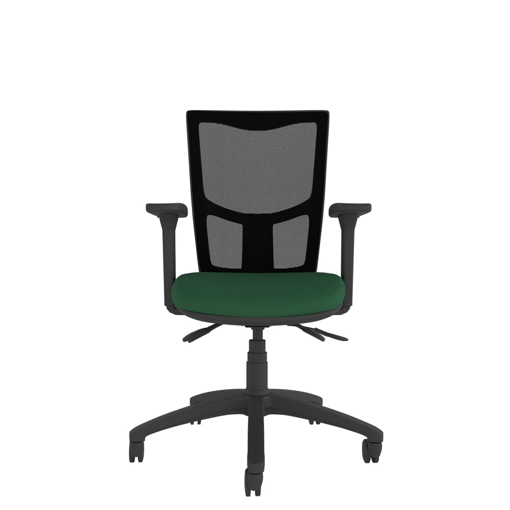 CT310 Contour High Back Chair with green seat and black base. Front view