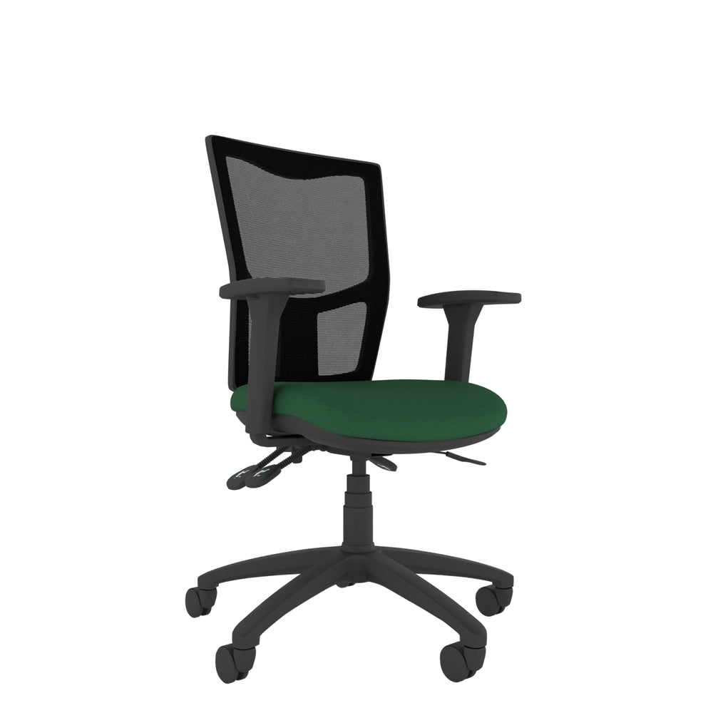 CT310 Contour High Back Chair with green seat and black base. Front view