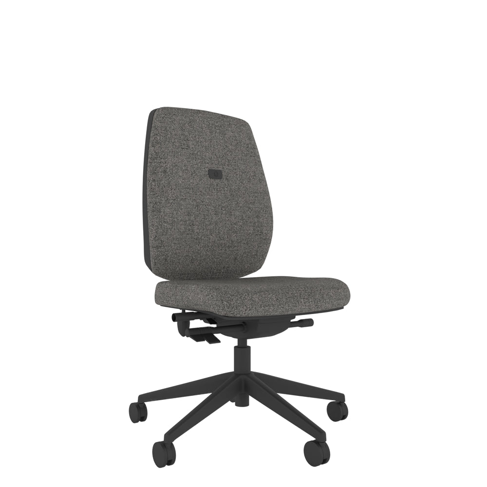 YE100 YOU Upholstered Ergo Chair in grey with black base