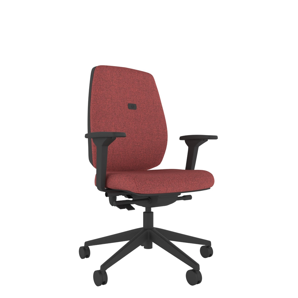 YE104 YOU Upholstered Ergo Chair With 4D Arms in red with black base