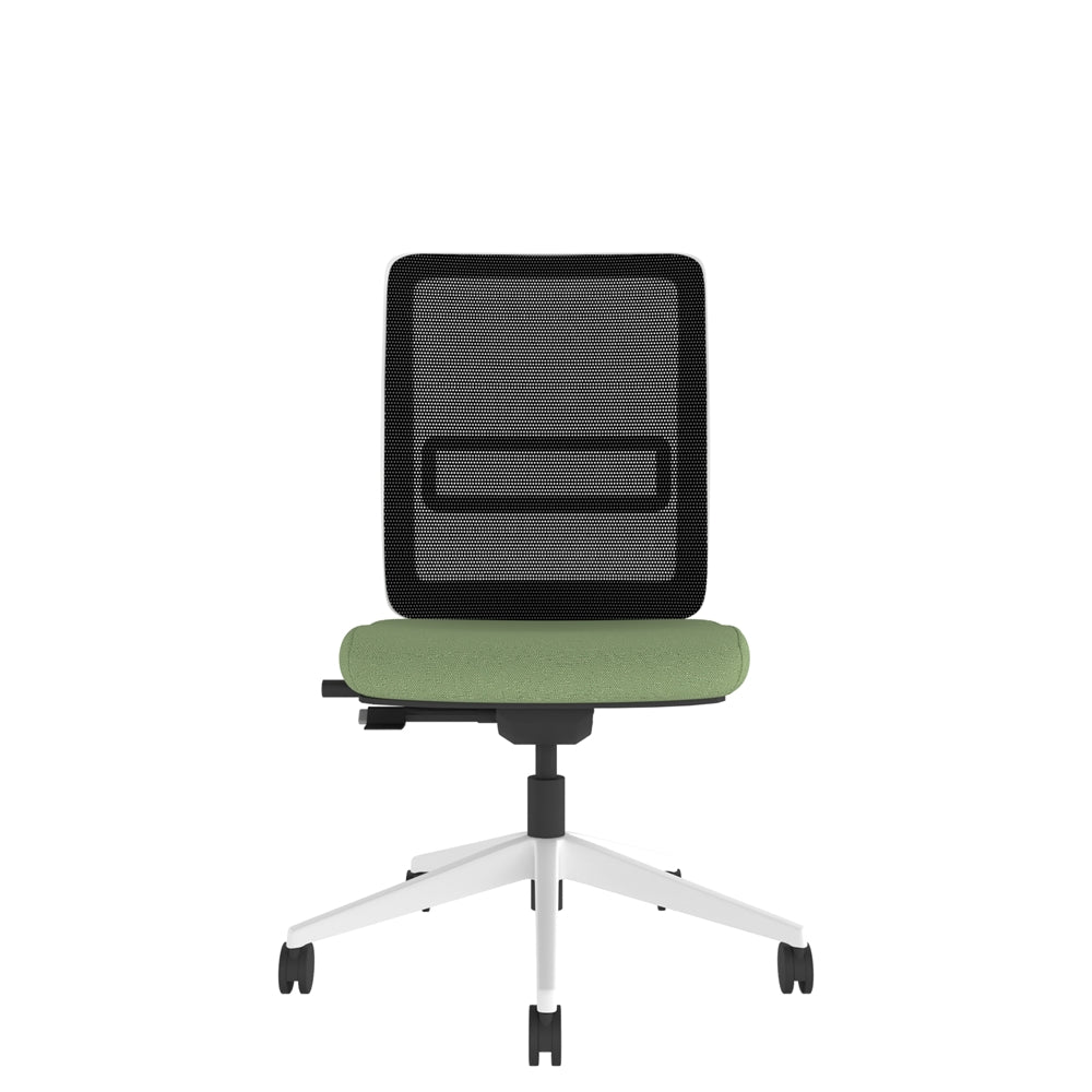 NN100W Black Mesh Back Task Chair With White Frame, front view
