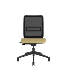 NN110 Black Mesh Chair With White Frame and Black Base. Front view