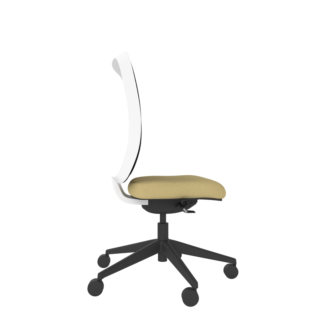 NN110 Black Mesh Chair With White Frame and Black Base Side view