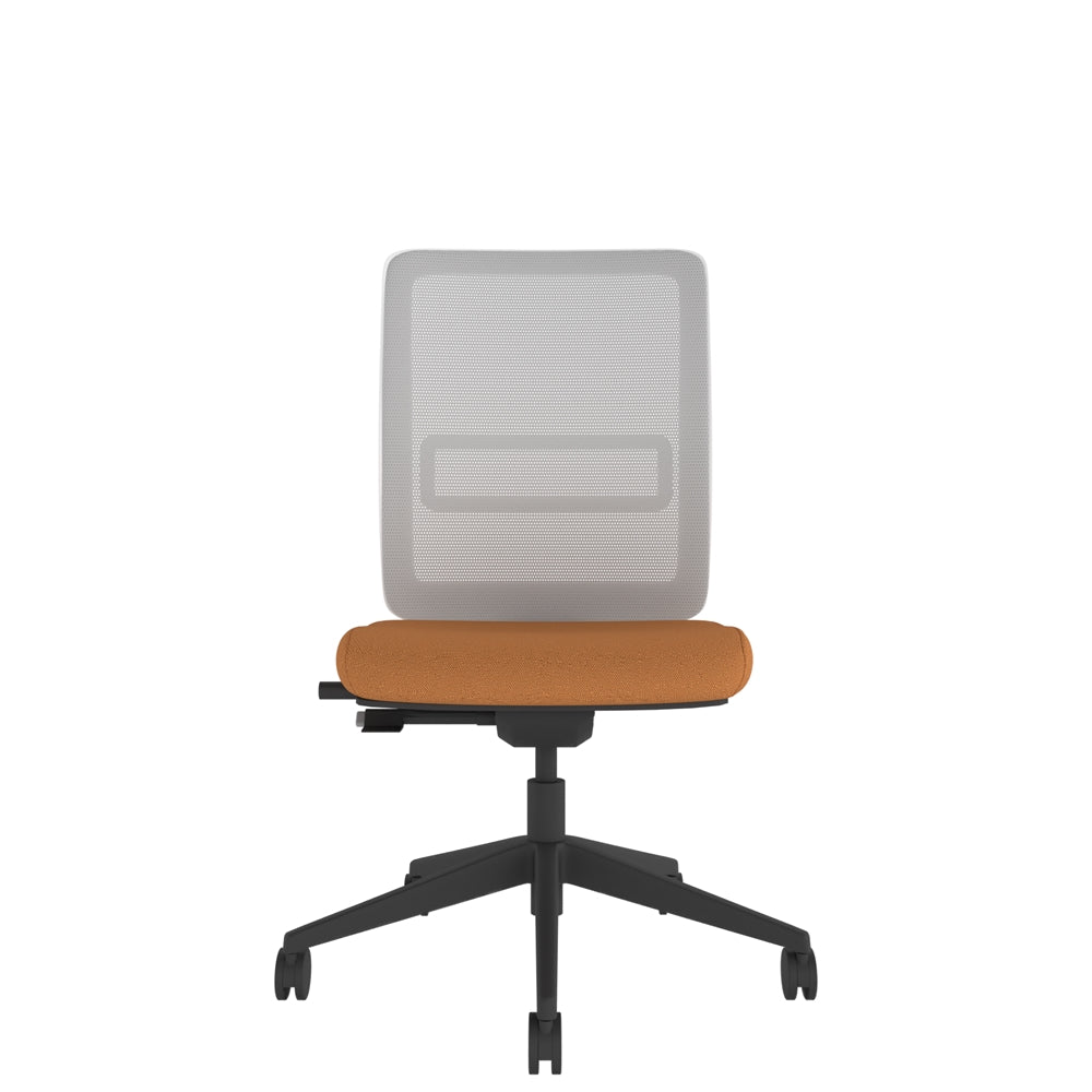 NN120 Grey Mesh Back Task Chair With White Frame and Black Base, front view