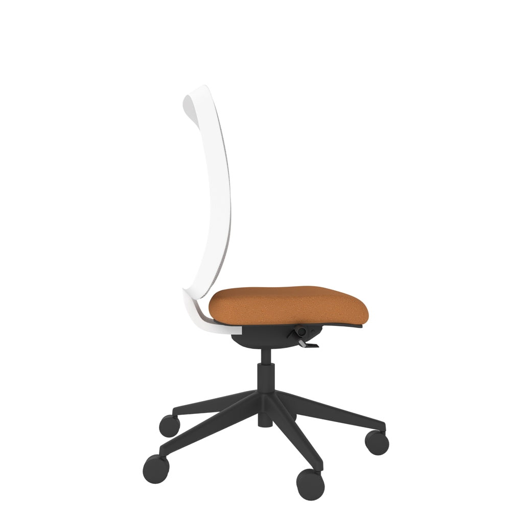 NN120 Grey Mesh Back Task Chair With White Frame and Black Base, side view
