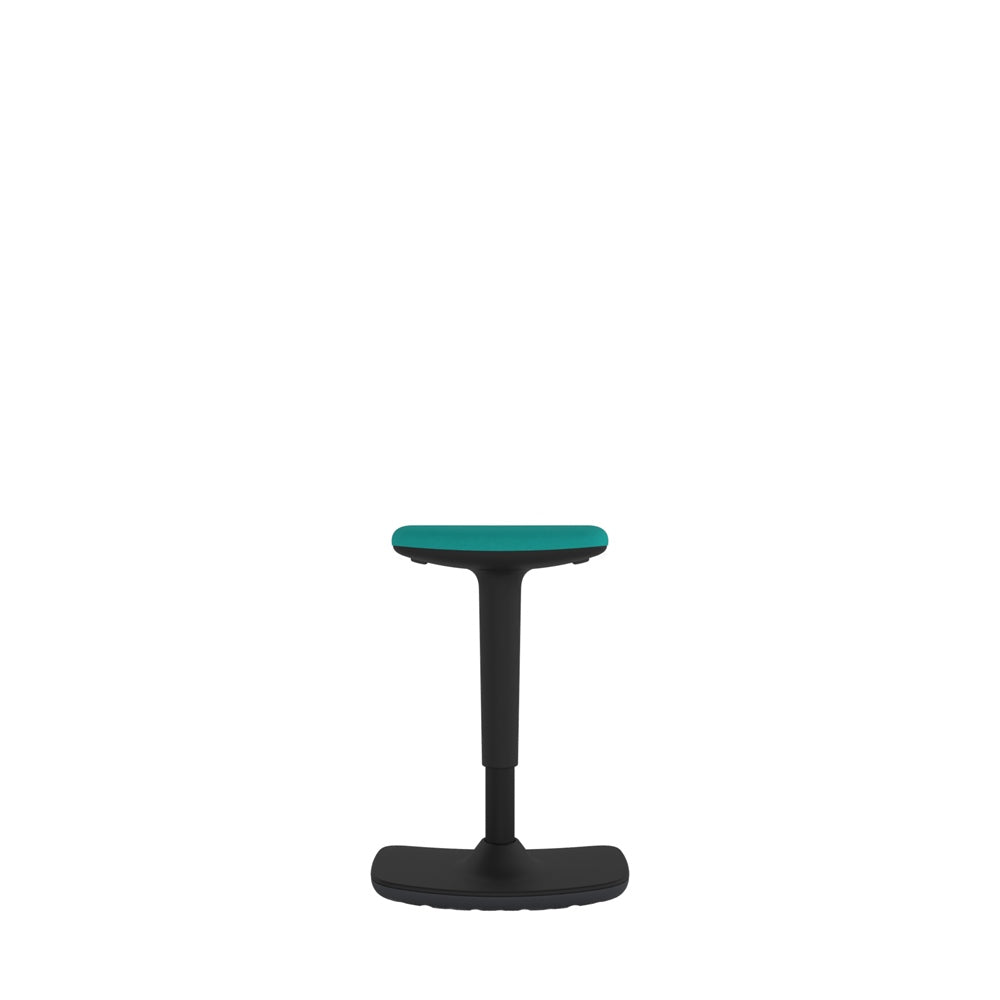 SSR100/B Black Ergonomic Height Adjustable Stool with green seat