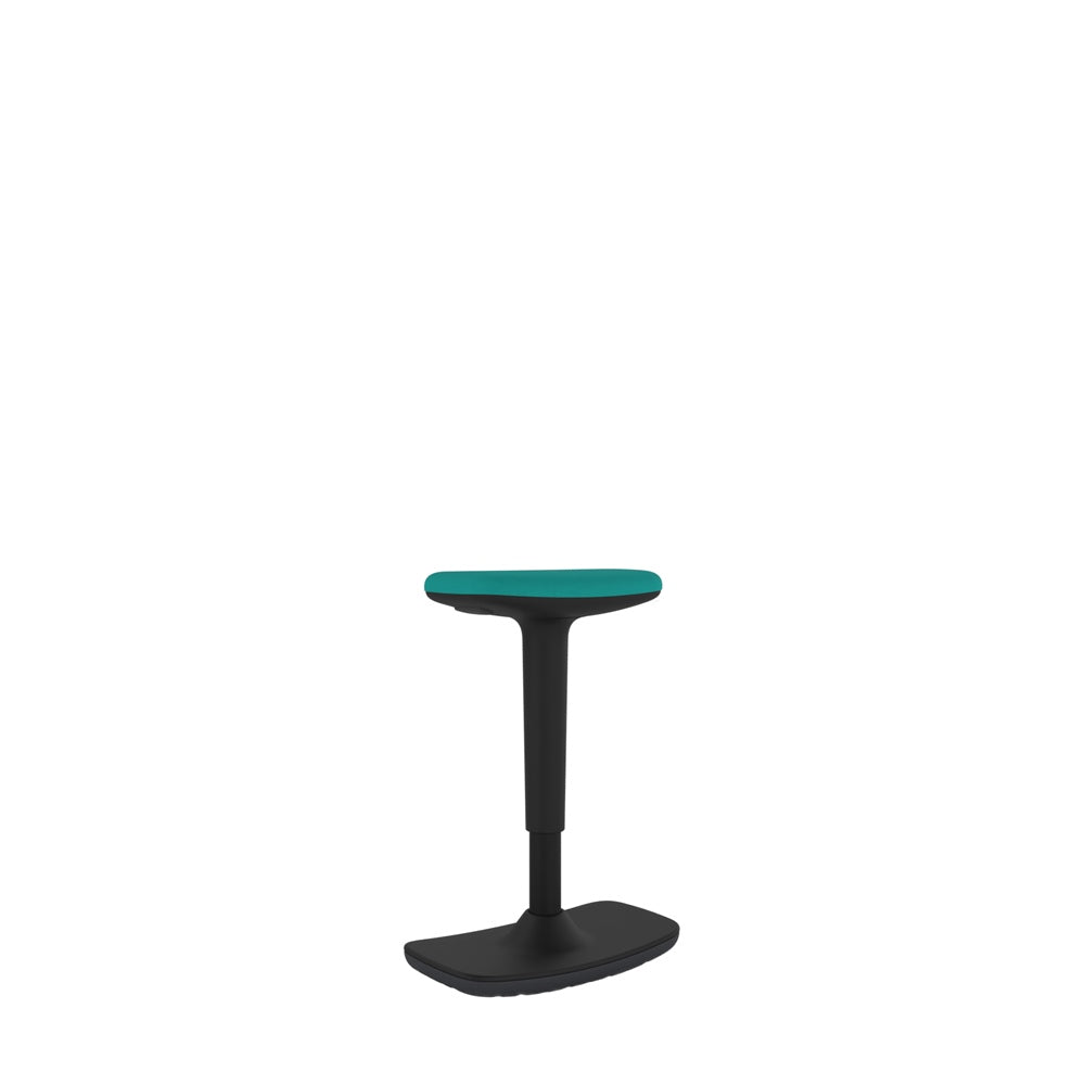 SSR100/B Black Ergonomic Height Adjustable Stool with green seat