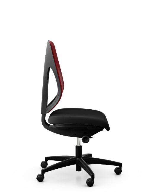 Giroflex 353-4029 Swivel Chair With Backrest Mesh Runner in red and black, side view