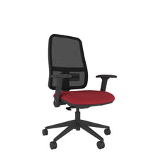 XM100AF Xero Mesh Chair With Seat Slide and Height Adjustable Foldaway Arms  with black mesh back, red seat and black base. 