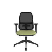 XM200A Xero Mesh Chair With Height Adjustable Arms with black mesh back, green seat and black base. Front view