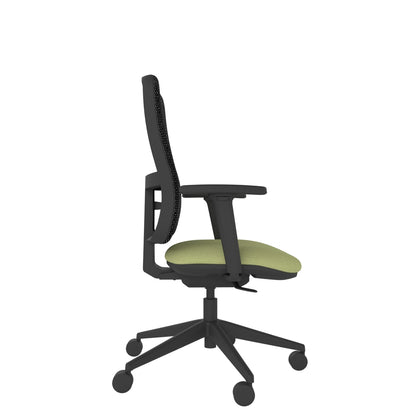 XM200A Xero Mesh Chair With Height Adjustable Arms with black mesh back, green seat and black mesh back. 