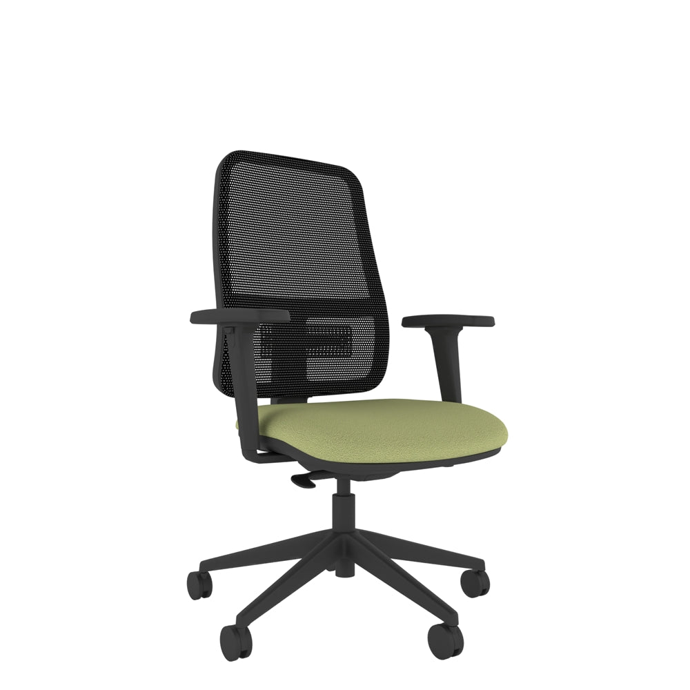 XM200A Xero Mesh Chair With Height Adjustable Arms with black mesh back, green seat and black base/