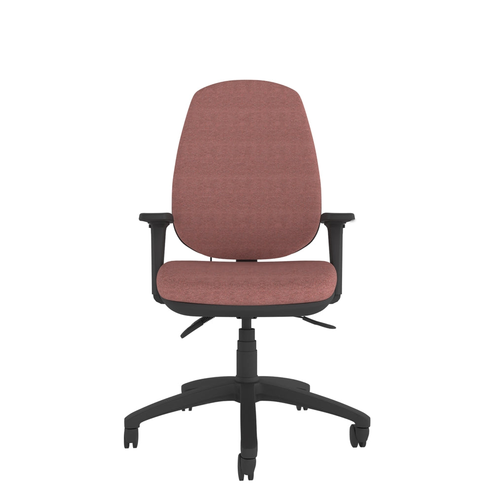 CT420 Contour High Back Chair in pink with black base, Front view. 