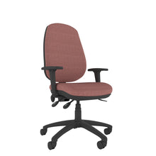 CT420 Contour High Back Chair in pink with black base, Front view. 