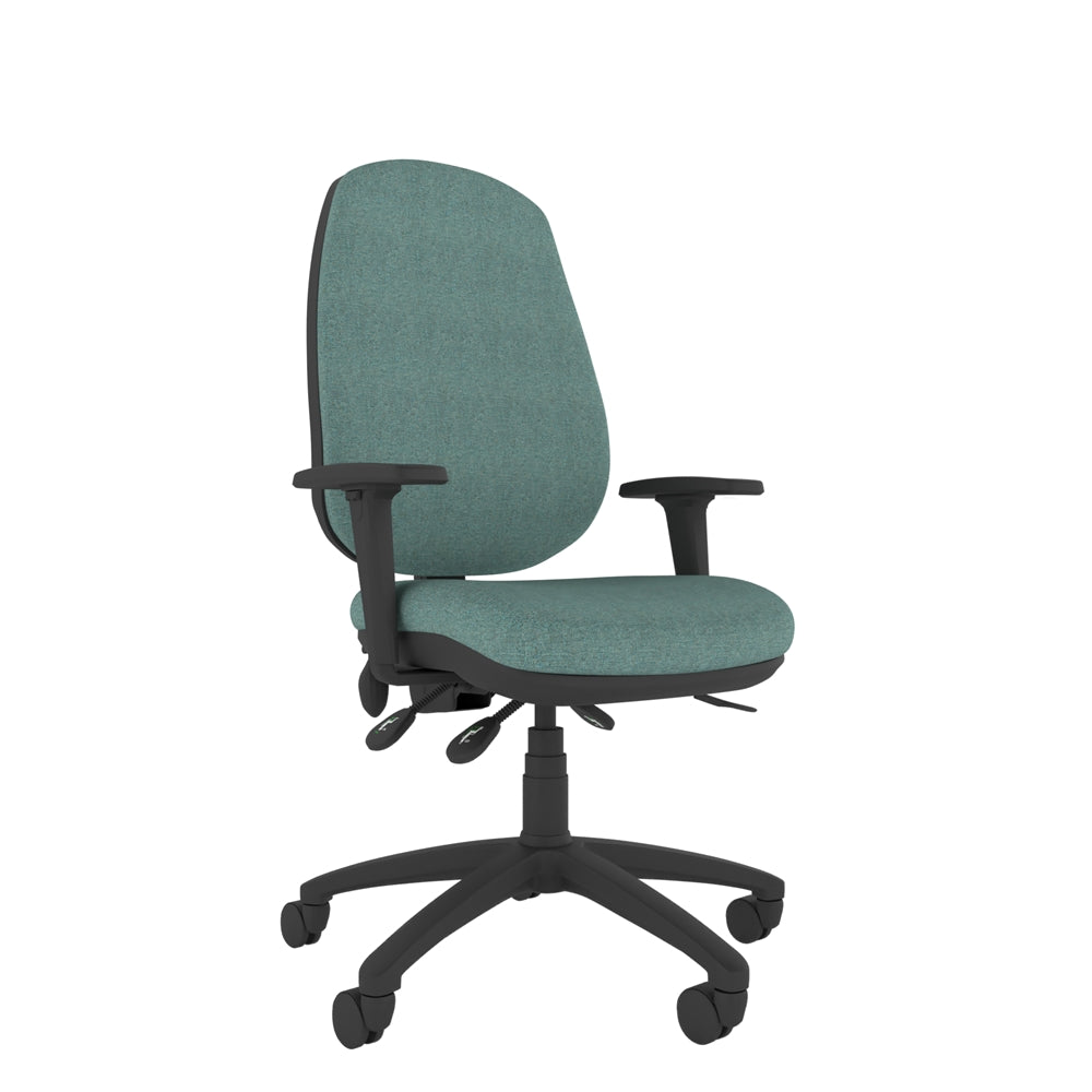 CT430 Contour High Back Chair with black base. Side view