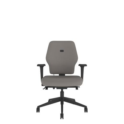 SL202 Medium Back With 2D Arms in grey with black base. Front view