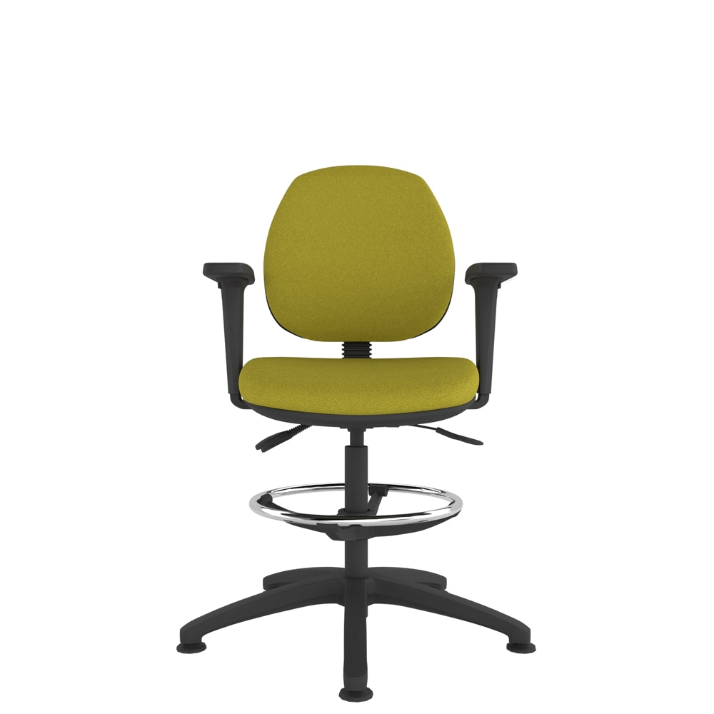 CT100D Contour High Back Chair in green with black base. Front view