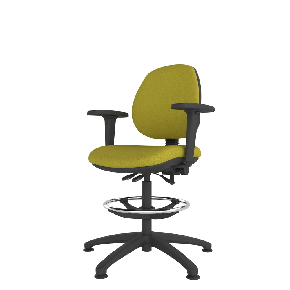 CT100D Contour High Back Chair in green with black base. Front view