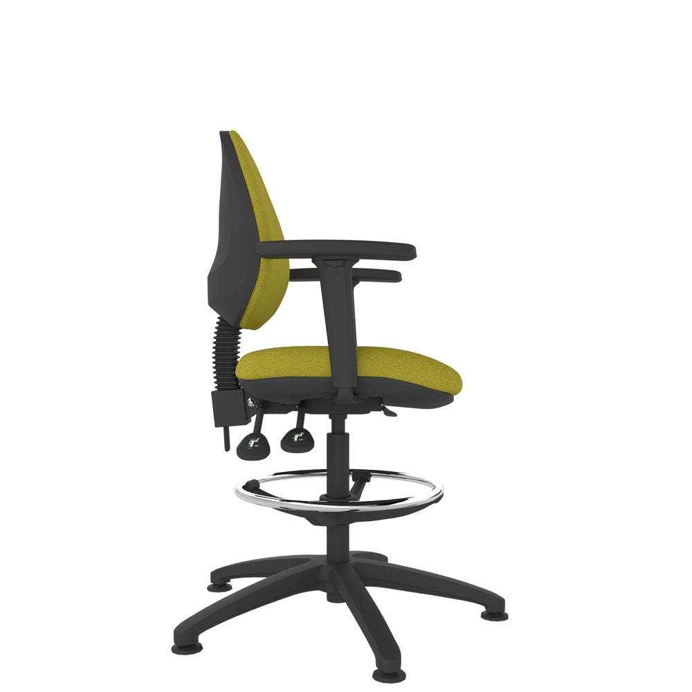 CT100D Contour High Back Chair in green with black base. Side view