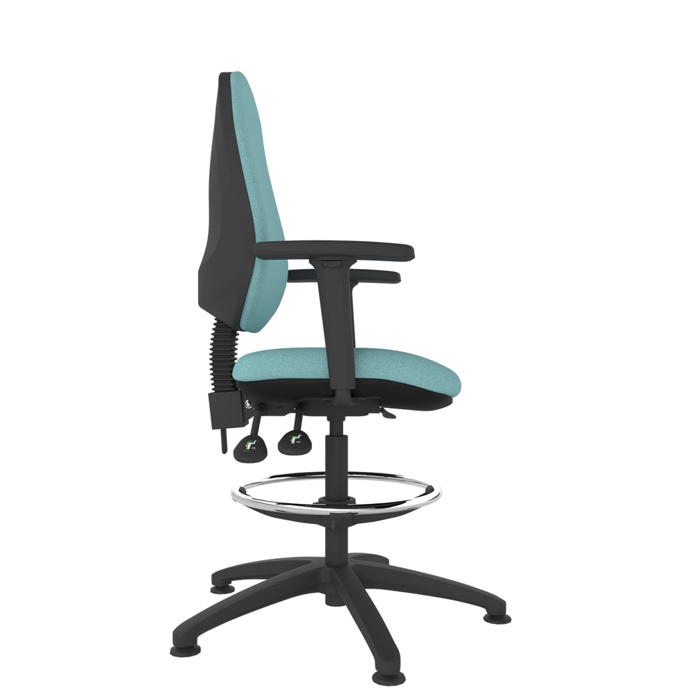 CT200D Contour High Back Chair in green with black base. Side view