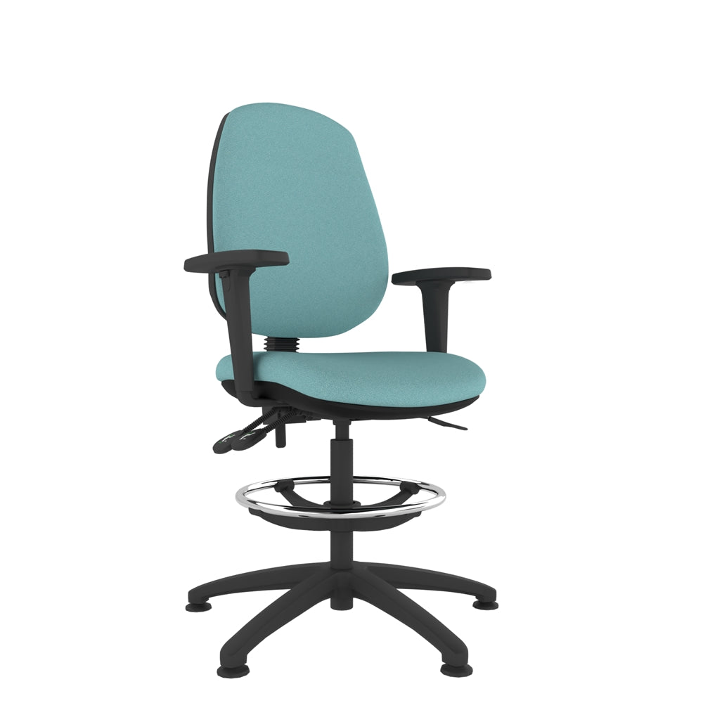 CT200D Contour High Back Chair in green with black base. Front view