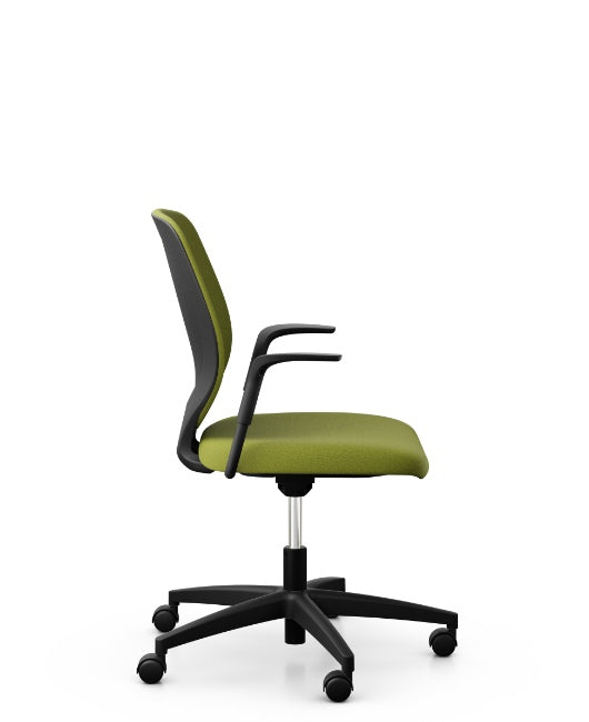 Giroflex 353-3518 Conference Chair With Back Upholstered in green, side view