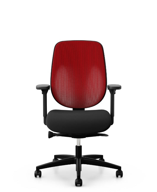 Giroflex 353-4029-NPR Swivel Chair in red and black, front view
