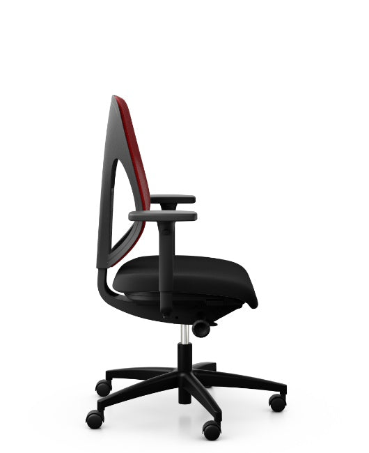 Giroflex 353-4029-NPR Swivel Chair in red and black, side view