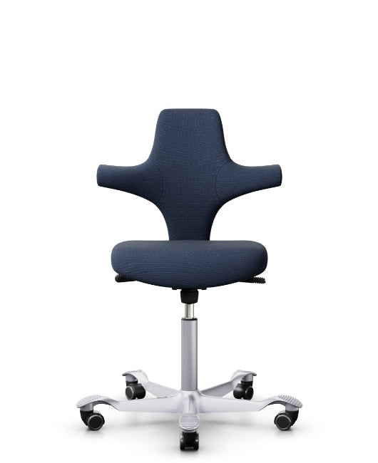 HÅG Capisco 8126 in blue with white base. Front view