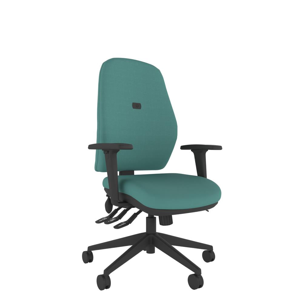 IT300 Upholstered High Back With Medium Seat green with black base. 