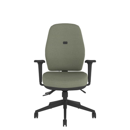 IT400 Upholstered High Back With Large Seat in grey with black base. Front view