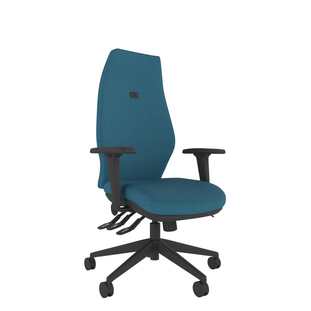 IT500 Upholstered Extra High Back With Medium Seat in blue with black base