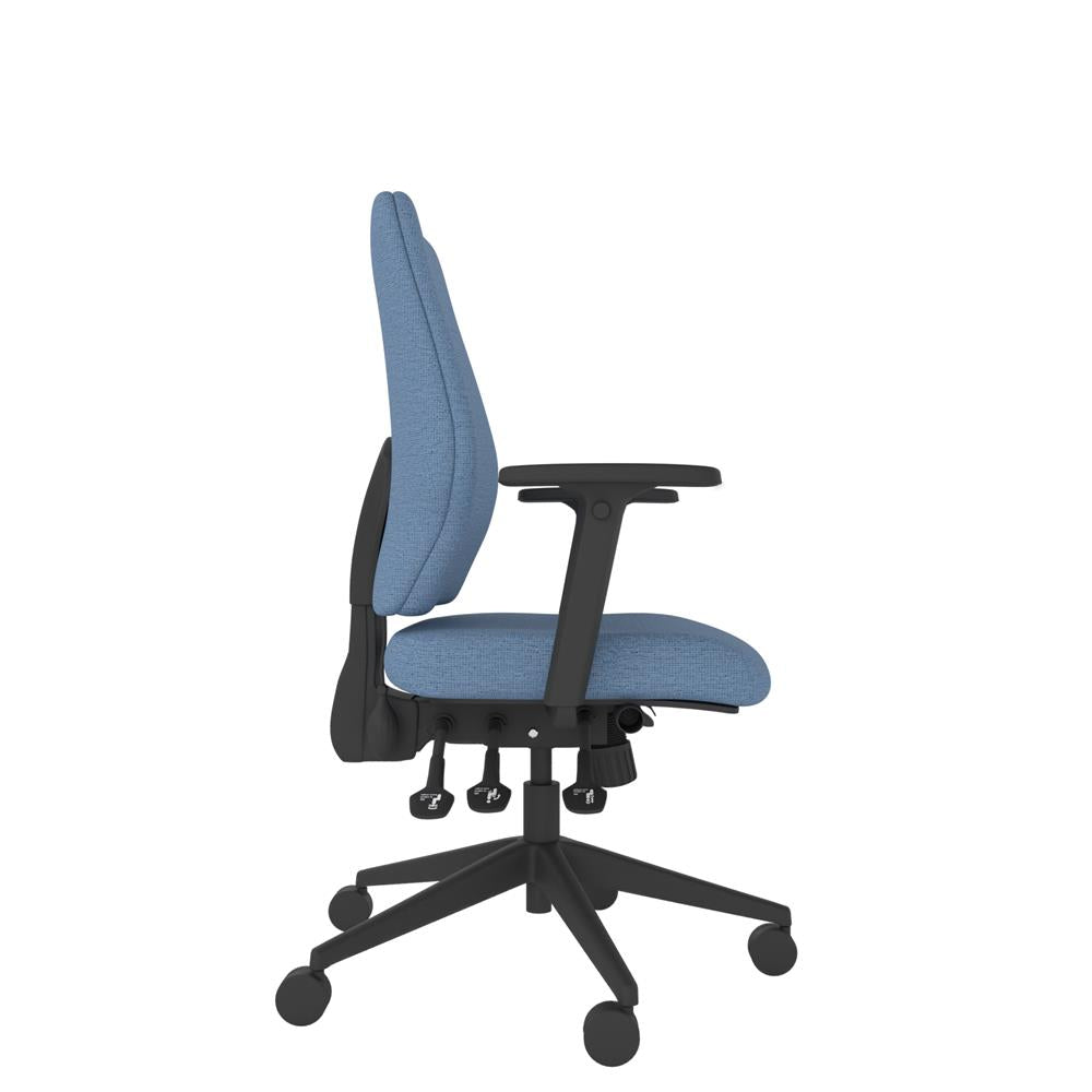 ME100 Activ Me Posture Chair in blue with black base, side view