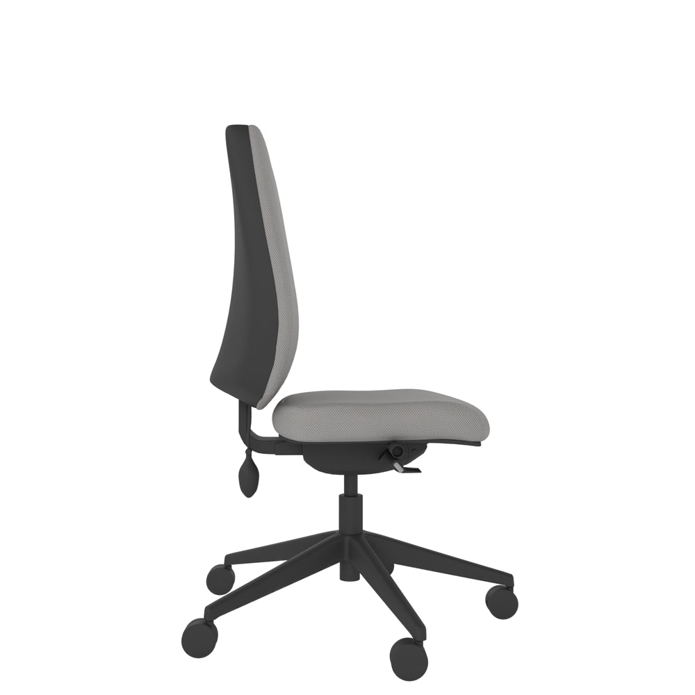 YT100 YOU Upholstered Task Chair in light grey with black base, side base